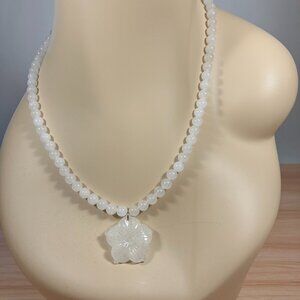 Handcrafted White Jade Necklace (19" Long)